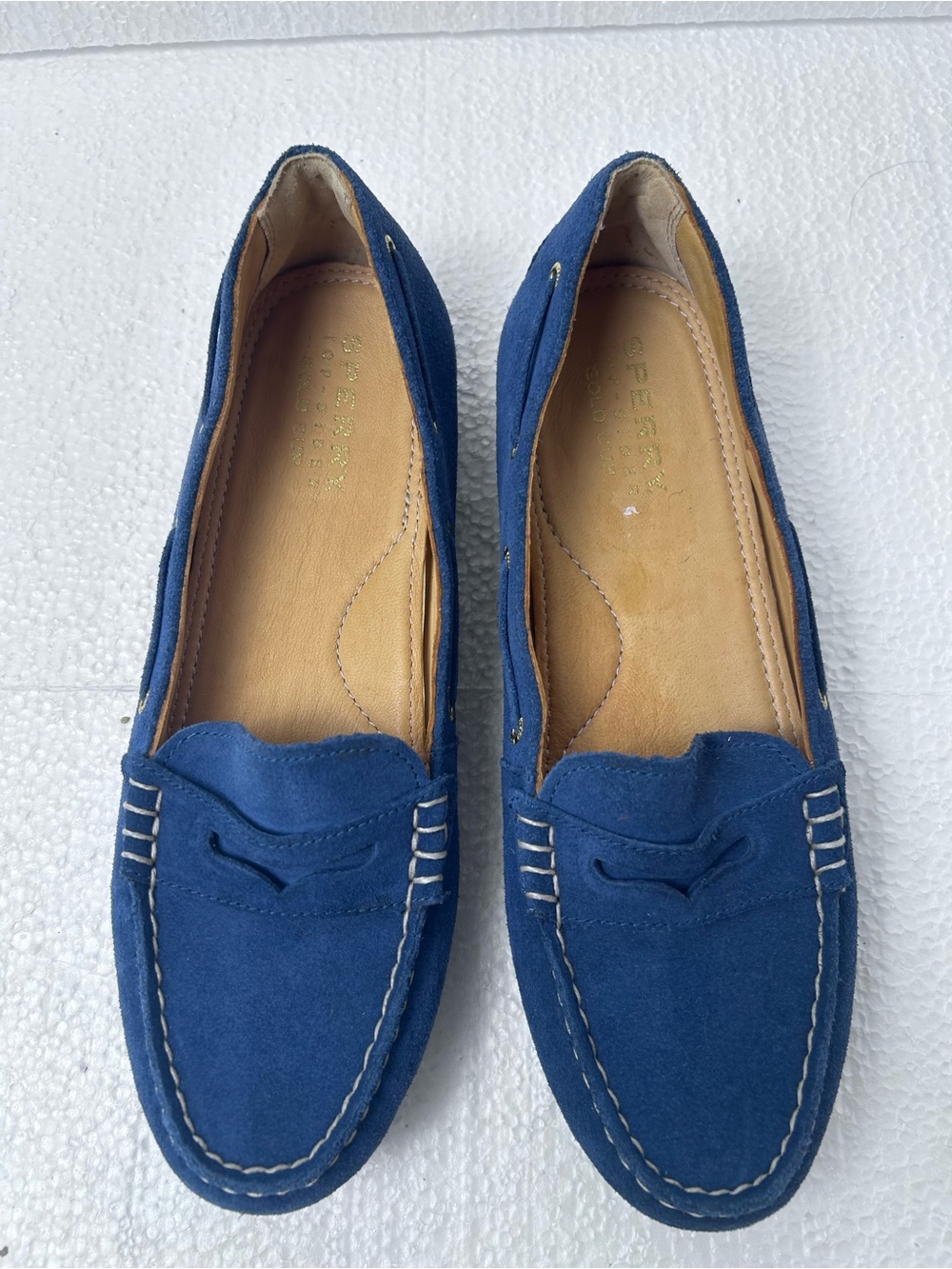 Sperry Navy Blue Suede Penny Loafers 8 - Picture 2 of 11